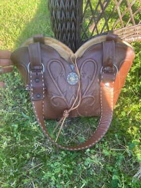 Brown Leather Western-Style Women's Tote Bag